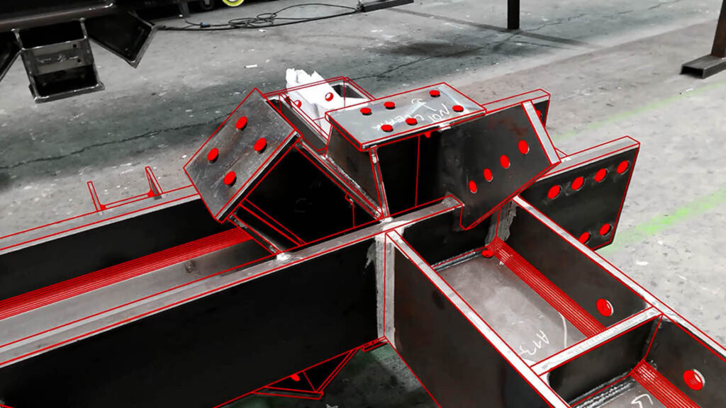 The Logicsteel XR model overlays directly onto the real part, showing exactly where each element should go